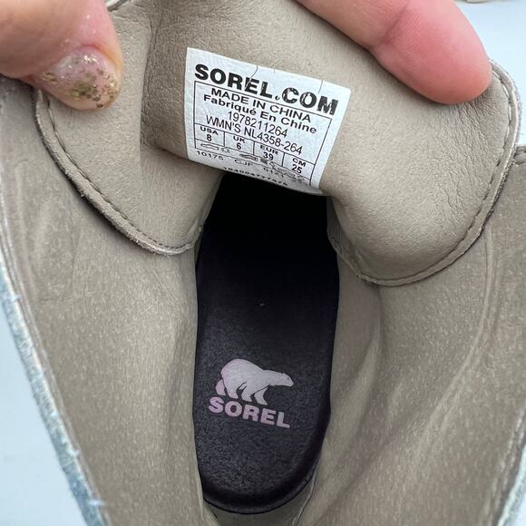 Sorel Joan of Arctic Wedge III Lace Boot Suede Ankle Bootie Gray Taupe - Picture 3 of 7